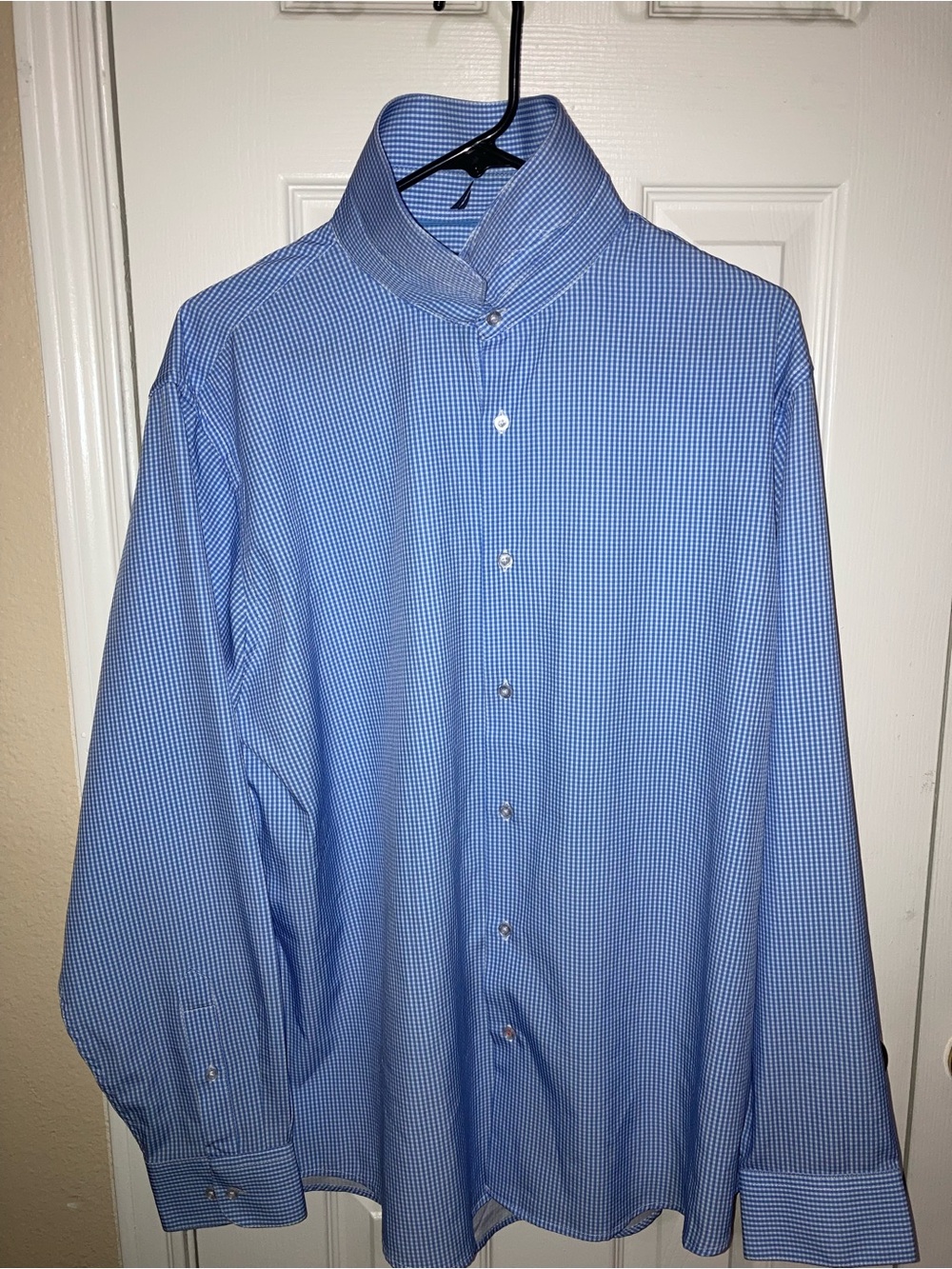 Classic Men's Blue Check Dress Shirt